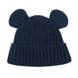 WATAME Baby Hats Cute Bear Ears Toddler Beanie Cotton Lined Newborn Beanie Girls Boys Warm Knitted Winter Hat (CA/US, Alpha, Small, Navy)