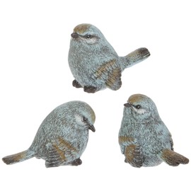 RAZ Seaside Cottage Textured Blue Chickadee Birds 2.5 x 2.5 Resin Stone Tabletop Figurines Set of 3