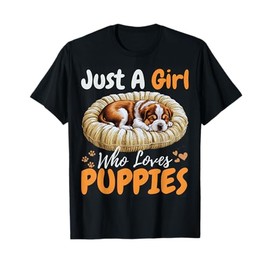 Just A Girl Who Loves Puppies Pugs For Girls For Dog Lover T-Shirt