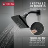 Delta Faucet 5-Spray H2Okinetic Raincan Shower Head, Black Showerhead, Square