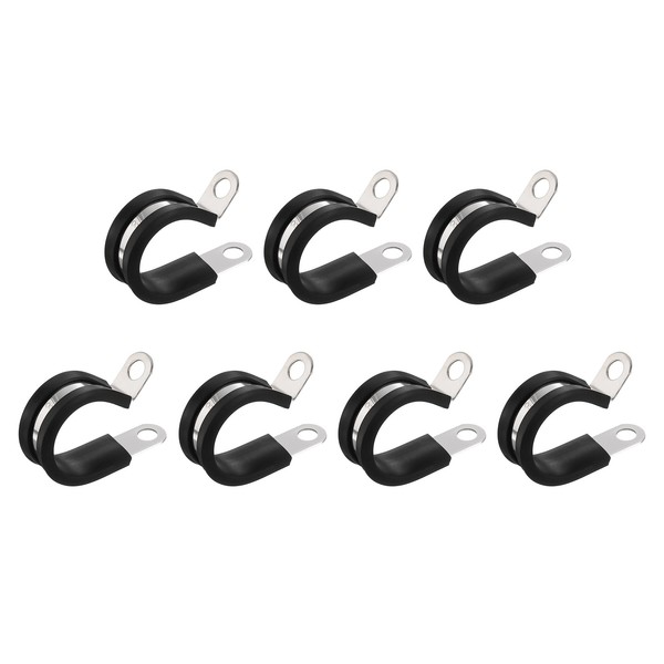 HARFINGTON 7pcs 304 Stainless Steel Cable Clamps 7/8 Inch Rubber