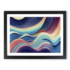 Watercolour Soundwave Art Vol.3 Abstract H1022 Framed Print for Living Room Bedroom Home Office Décor, Wall Art Picture Ready to Hang, Black A4 Frame (34 x 25 cm)