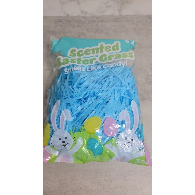 Easter Basket Grass Plastic Blue Scented Candy Christmas Filler Discontinued