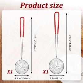 2 Sizes Stainless Steel Spider Strainer Spoon Boba Spoons Hot Pot Strainer with Handle Ladle Wire Cooking Skimmers Spoon with Handle for Hot Pot, Meatball, Kitchen Baking Oil Filter