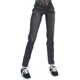 Petite Marie 1/3 DD Compatible Okayama Processing Damaged Boyfriend Jeans Black Kojima Processing Jeans Distressed Low Rise Roll Up Stretch Denim Vintage 23.6 inches (60 cm) Doll BJD Doll Clothes