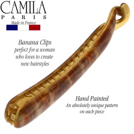 Camila Paris CP3147 French Hair Banana Clincher Clip, Classic Girls Updo Flexible Ponytail Holder, Non Slip Interlocking Banana Comb, Fashion Durable Styling Hair Accessories for Women, Made in France