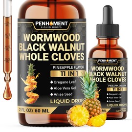 Penhoment 11in1 2100mg Black Walnut Wormwood Cloves Tinture, Oregano & 7 More - Wormwood Liquid Drops -Pineapple Flavor - 2 FL OZ - 60 Days Supply