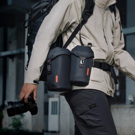 PGYTECH Lens Case, Medium Size, Camera Lens, Lens Case, Camera Storage, Protective, One-Handed Operation, Lens Pouch, Splashproof, Resistant, Magnetic Buckle, Cushion Layer, black, Camera Lens Case