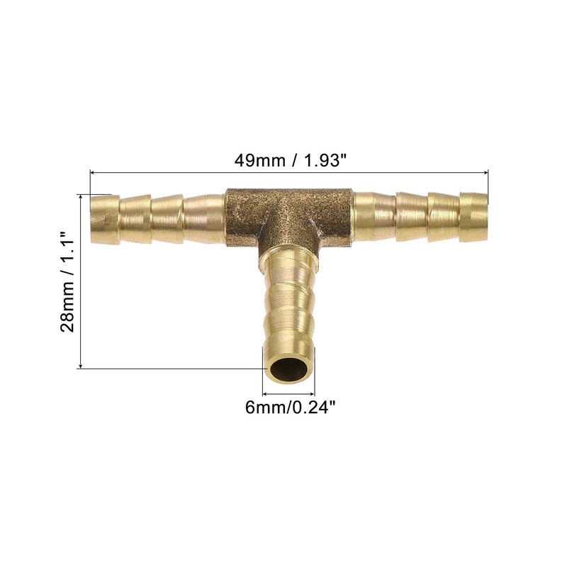 sourcing map Barb Hose Fitting 6mm OD Tee T Shape