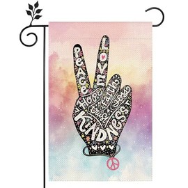 Peace and Love Flowers Spring Watercolor Art Garden Yard Flag 12 x 18 Inch Double Sided Outdoor Decorative Welcome Flag Banner Home House Lawn Yard Flag Decoration -B