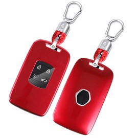 Car Key Case Cover Compatible with Renault Clio Dacia Espace Master Megane Talisman Scenic Kadjar 4 Buttons Car Key Cover Key Cover TPU Key Case with Key Fob Red
