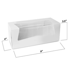 MT Products Cupcake Boxes With Window - Size of 9" x 4" x 3.5" (25 Pieces) White Bakery Boxes - Auto Pop-Up Treat Boxes Keeps Donuts, Cookies Safe - Made in the USA