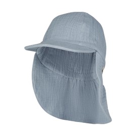 Sterntaler Peaked Cap Neck Muslin – Unisex Hat Made of Cotton Muslin (Organic) – UV Protection 50+ Sun Hat with Neck Protection – Baby and Children Summer Headgear – Matte Green – Matte Green, grey,