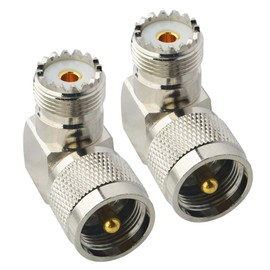 Boobrie UHF Connector Right Angle Coaxial Plug 2 Pieces UHF Male to UHF Female Adapter PL259 to SO239 90 Degree PL259 Adapter L-shaped Antenna Adapter Low Loss Coaxial Cable Connector