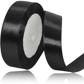 Black Ribbon for Gift Basket Crafts, Gift Wrapping, Black Satin 1 inch x 25 Yards Graduation Flower Bouquet, Hair Bows Making, Wreaths, Special Party Decoration, Sewing Projects