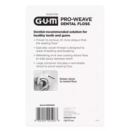 GUM Pro-Weave Woven Dental Floss, Waxed Floss Mint Flavored 3pk, +2 Travel Units