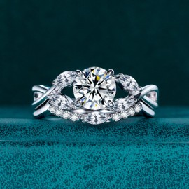 Moissanite Wedding Rings for Women, Silver, Moissanite