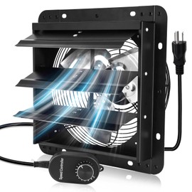 Criditpid 10 Inch Shutter Exhaust Fan with Speed Controller Switch, 820 CFM High Speed Vent Fans, 1700 RPM Wall Mounted Kitchen Exhaust Fans, Vent Fan for Attic, Gable, Shed, Garage Ventilation, Black