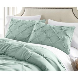 TRP 7 Piece Pintuck Comforter Set King, Pinch Pleated Classic Contemporary Elegant Textured Decorative Seafoam Bedding Warm Soft Cozy Comfy Microfiber Fabric