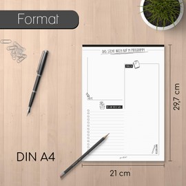 Writing Pad "Das steht noch auf ´m Programme" I DIN A4 I Black White I Daily Planner Organiser Notepad I for Tearing Off and Writing I dv311