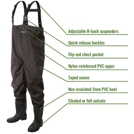 FROGG TOGGS Rana II PVC Bootfoot Chest Wader, Cleated or Felt