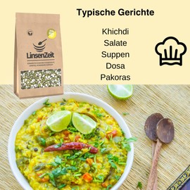 LinsenZeit - Green Mung Beans Halved 600g - Mung Dal Chilka - Great Protein Source - Vegan, No Additives & Premium Quality