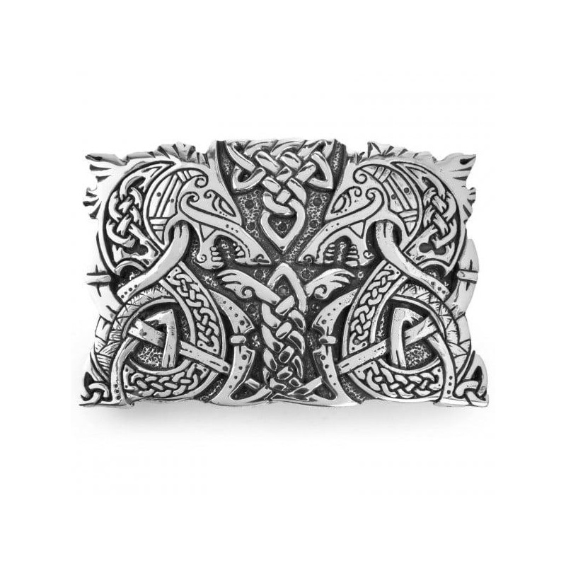 Fenrir Wolf Zoomorphic Kilt Belt Buckle - Color: Pewter