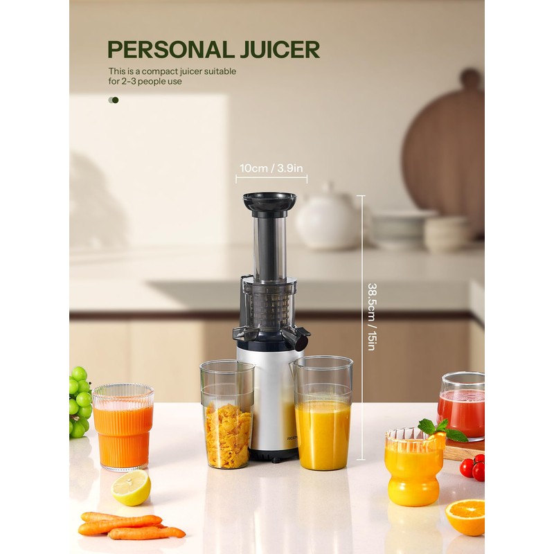 Masticating Juicer Machines, Reemix Cold Press juicer Machine Compact Size,
