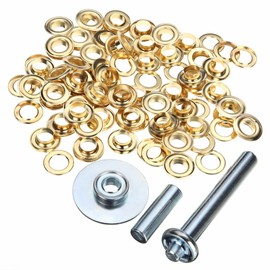 Trimming Shop Gold Eyelets Grommet with Three Set Hand Tool for Tarpaulins Fabric Tent Vinyl Banner - 50 x 12.5mm