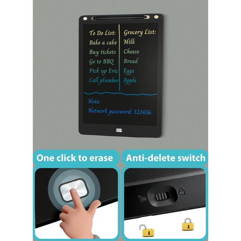 Magnetic Grocery List Pad for Fridge, 13Inch LCD Writing Tablet