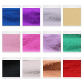 Gold Leaf Sheets for DIY Crafts,Handicrafts, Bronzing, Nail Art & Nail Gel Decoration - 12-Color Metal Set