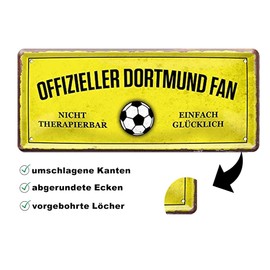 Blechschilder German writing, Hier wohnt ein Dortmund Fan / Offizieller Dortmund Fan / Ich Bin Dortmund Fan, Decorative Metal Sign, Gift for Birthday or Christmas