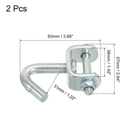 MECCANIXITY Ratchet Swivel J Strap Hook Load 6613 Lbs Zinc Color for 1.5" Tie Down Strap Webbing Car Truck Trailer Pack of 2