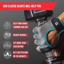 Lift Tech Fitness Workout Gloves for Women - Gym Gloves for Women Into Weightlifting, HIIT, Strength Training - Female Lifting Gloves with Full Palm Protection - Black,Grey & Pink, L