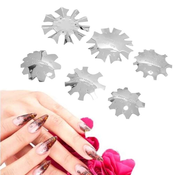 Pack of 6 Nail Art Edge Trimmer Nail Shape Cutter Clipper Styling Nail Stencil Tools for Nail Salons Spas Nail Schools Individual Manicure