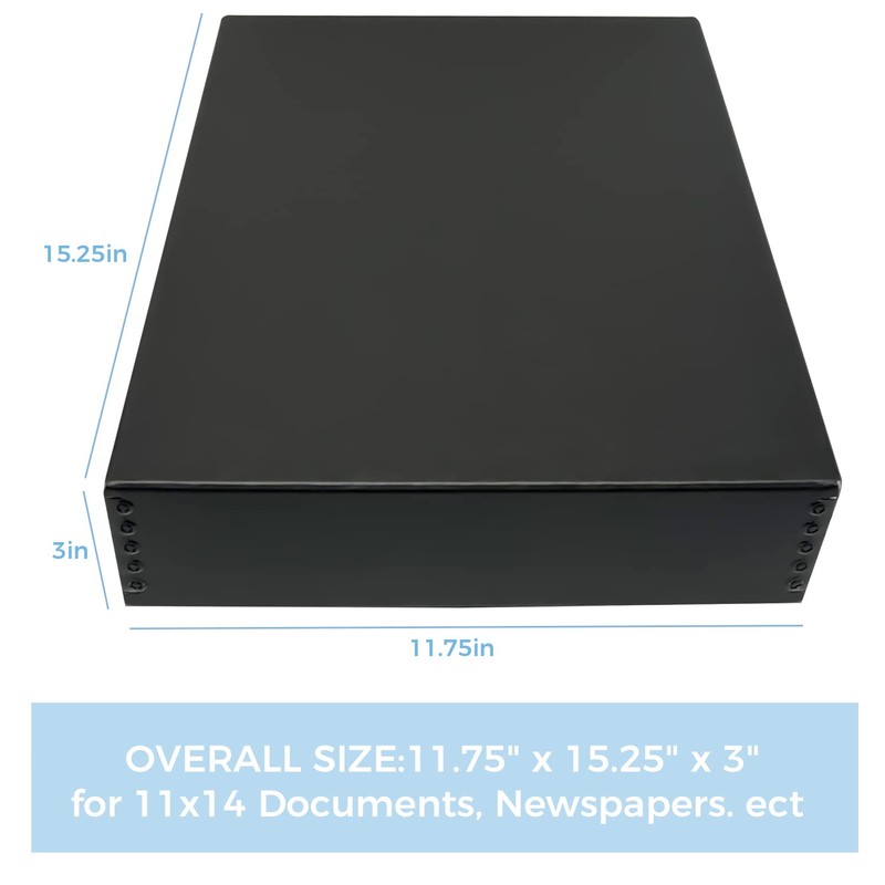 Lineco 11x14 Black Museum Archival Storage Box, Drop Front Design,