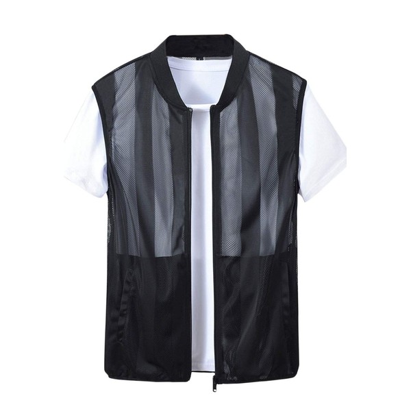 Flygo Men's Summer Stand Collar Lightweight Breathable Mesh Cycling Travel