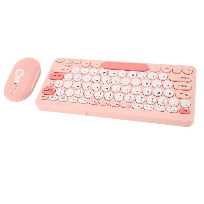 Wireless Keyboard Mouse Set Stylish Slim Round Keycaps Mute Ergonomic