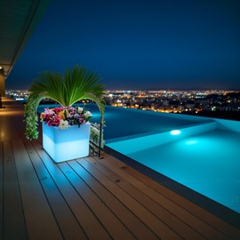 Mr.Go 16-inch LED Flower Pot Light w/Remote, 16 Color Changing Colorful Glowing Cube Flowerpot, Rechargeable Lighted Planter & Ice Bucket for Home Decor, Garden, Party, Wedding, Gifts