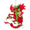 Fairy Tale Dragon on Candy Cane 10cm - Red Green
