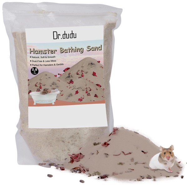 DR.DUDU Hamster Bath Sand, 2.8lb Dust Free Desert Sand or Potty Litter Sand for Hamster Chinchillas Gerbil Syrian Mice Small Animals (Beige, Flower Smell)