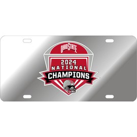Ohio State Buckeyes National Champs License Plate 2024 Shield Silver