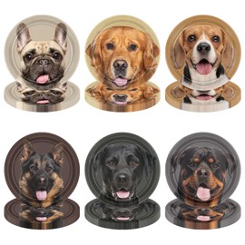 APUXXJUPA 60 Pcs Dog Party Paper Plates, Real Puppy Face Dinner Plates Puppy Party Decorations for Dog Birthday Party Supplies Dog Themed Birthday Party Decorations