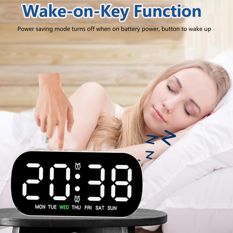 HEEYoo Digital Alarm Clock for Bedside, Digital Clock with LED