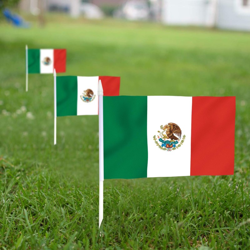 Anley Mexico Mini Flag 12 Pack - Hand Held Small