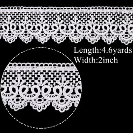 White Lace Trim 4.6 Yards Venice Lace Ribbon Embroidery Craft Lace for Sewing Clothes Home Party Decoration