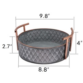 Fruit Bowl Or Fruit Basket for Table Décorative,Retro Gray Iron Storages Bowl, Fruit Basket for Kitchen Or Bread Basket, Double Ear Metal Display Bowl