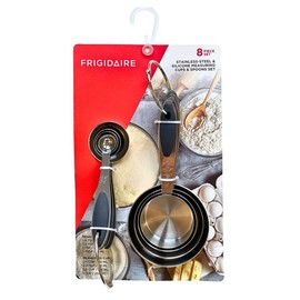 Frigidaire Stainless Steel Measuring Cups and Spoons, Set of 8, Silicone Handle (NAVY)