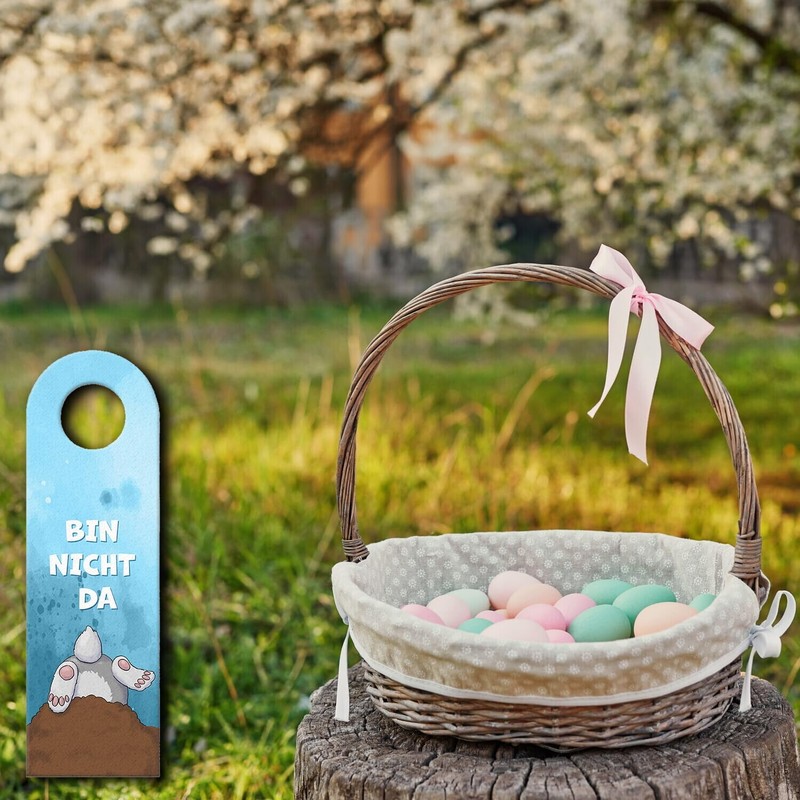 Bin nicht da - Herzlich willkommen Rabbit Door Hanger as
