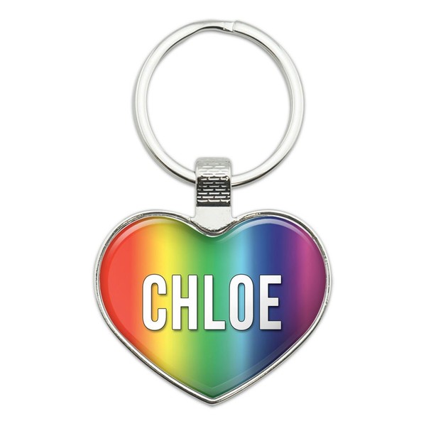 Metal Keychain Key Chain Ring Rainbow I Love Heart Name